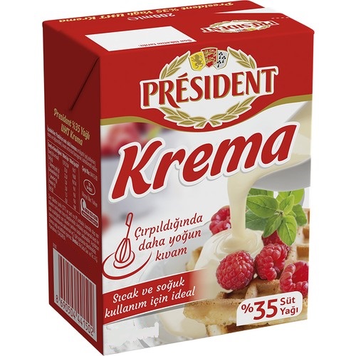 PRESIDENT KREMA [ 1 LT * 12 ADET ] ŞEKERSİZ
